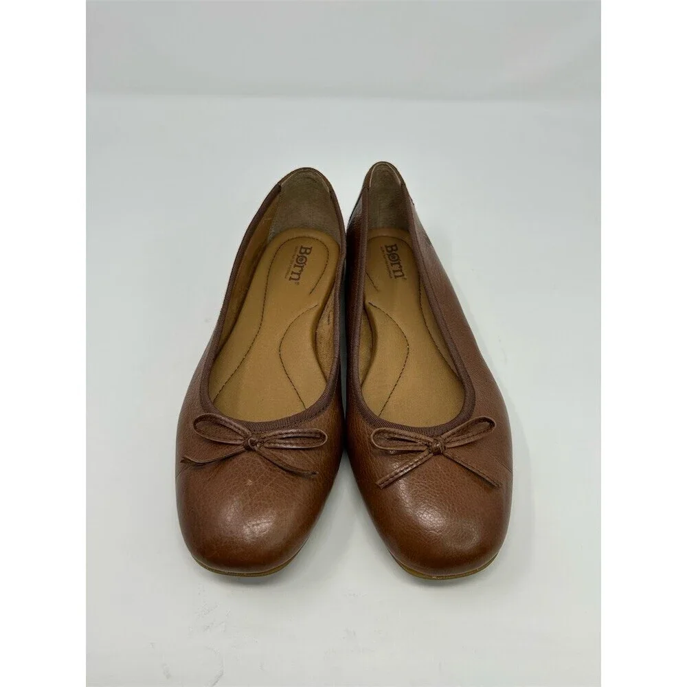 Born Ballet Flats Womens Size 9M Brown Round Toe Bow Slip On Comfort Size 9